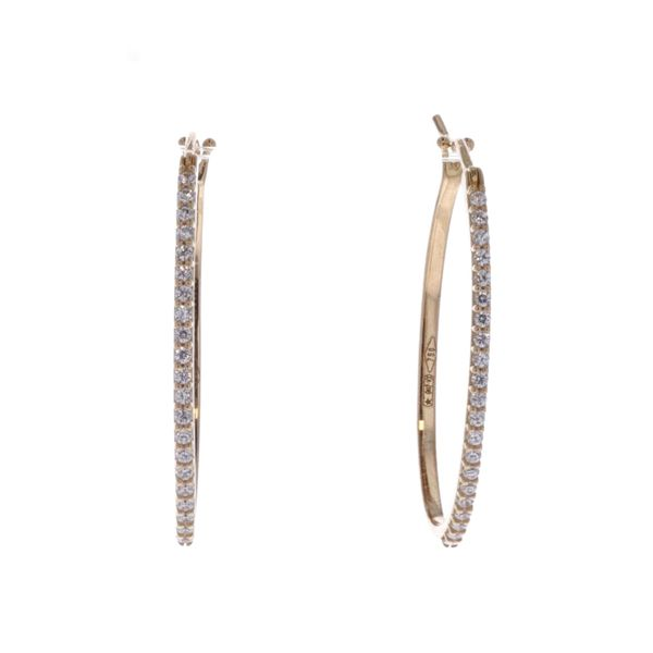 18KT Yellow Gold CZ Oval Hoop Earrings Harmony Jewellers Grimsby, ON