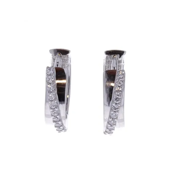 18KT White Gold CZ Huggie Earrings Harmony Jewellers Grimsby, ON