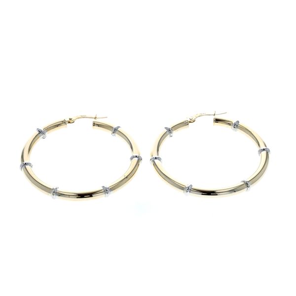 10KT Yellow and White Gold 37mm Hoop Earrings Harmony Jewellers Grimsby, ON
