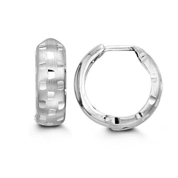 10KT White Gold Brushed and Polished Huggie Earrings Harmony Jewellers Grimsby, ON