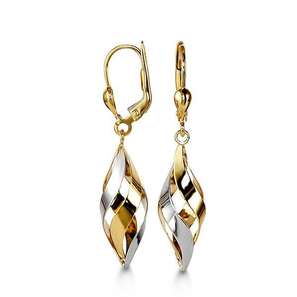 10KT Yellow and White Gold Twisted Drop Earrings Harmony Jewellers Grimsby, ON