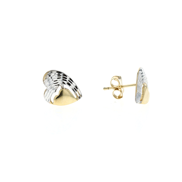 10KT Yellow and White Gold Heart Stud Earrings Harmony Jewellers Grimsby, ON