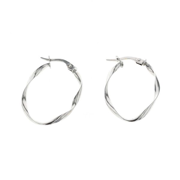 10KT White Gold Oval Twisted 20mm Hoop Earrings Harmony Jewellers Grimsby, ON