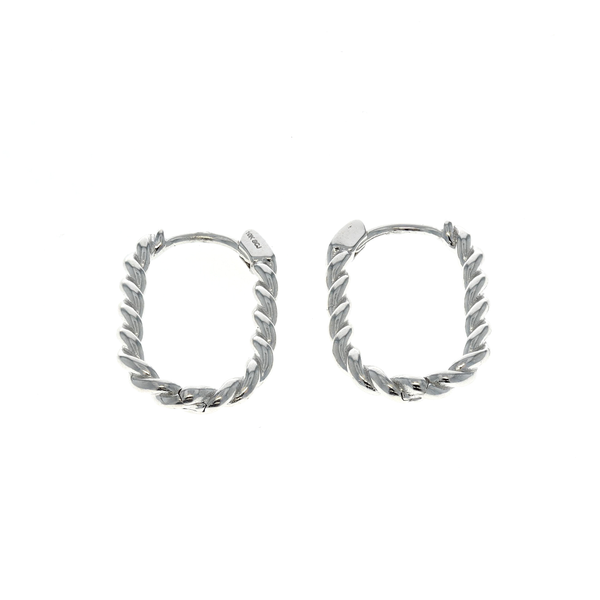 10KT White Gold 12mm Rectangular Hoop Earrings Harmony Jewellers Grimsby, ON