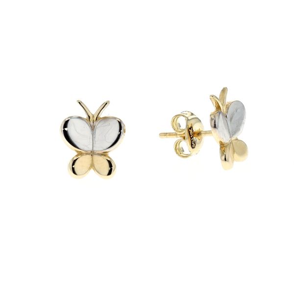 10KT Yellow and White Gold Butterfly Stud Earrings Harmony Jewellers Grimsby, ON