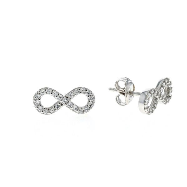 10KT White Gold CZ Infinity Stud Earrings Harmony Jewellers Grimsby, ON