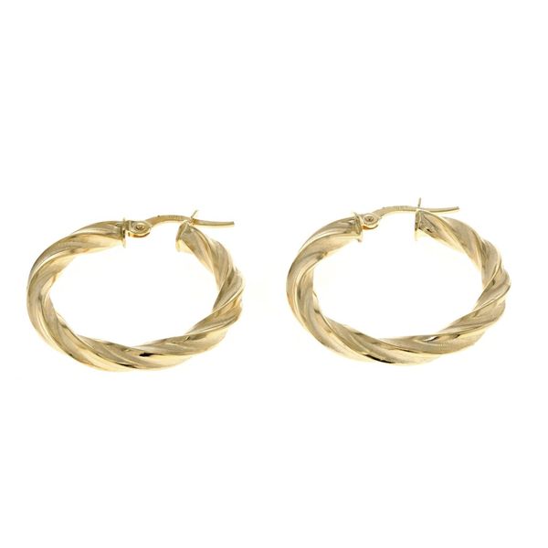 10KT Yellow Gold 27mm Twisted Hoop Earrings Harmony Jewellers Grimsby, ON