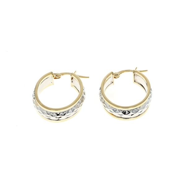 10KT Yellow and White Gold 20mm Oval Hoop Earrings Harmony Jewellers Grimsby, ON