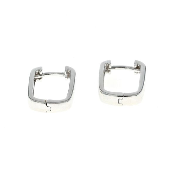 18KT White Gold 12mm Rectangle Hoop Earrings Harmony Jewellers Grimsby, ON