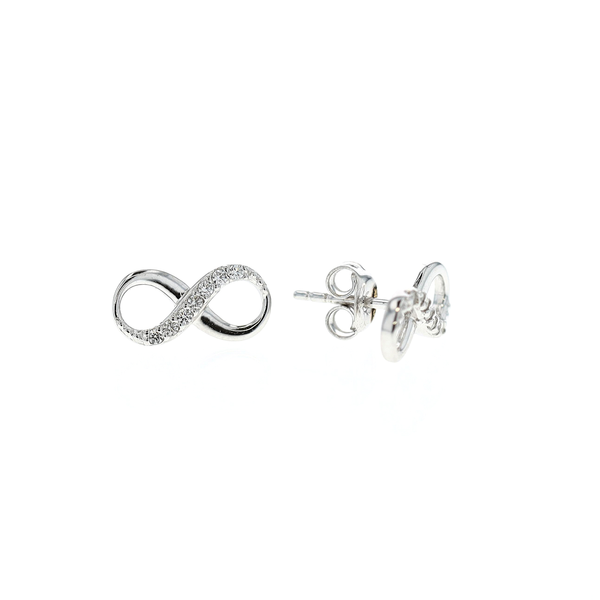 10KT White Gold CZ Infinity Stud Earrings Harmony Jewellers Grimsby, ON