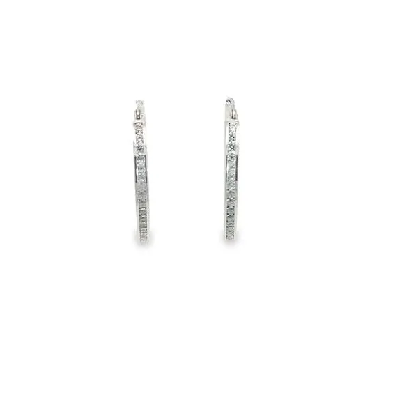 10KT White Gold 20mm CZ Oval Hoop Earrings Harmony Jewellers Grimsby, ON