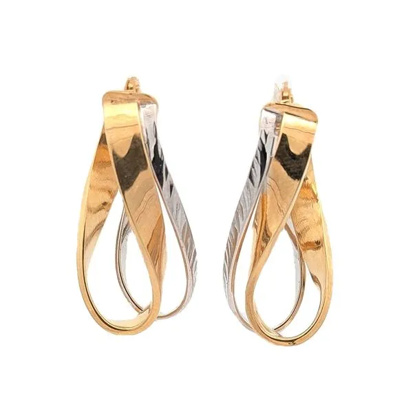 10KT Yellow and White Gold Twisted Hoop Earrings Harmony Jewellers Grimsby, ON
