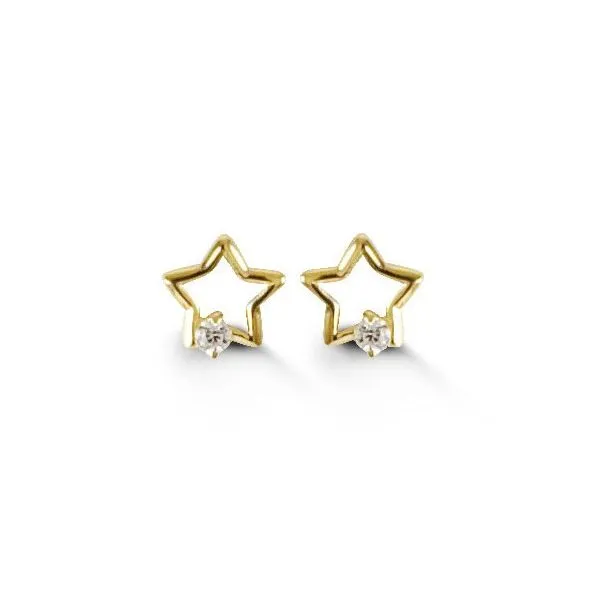 14KT Yellow Gold CZ Star Stud Earrings Harmony Jewellers Grimsby, ON