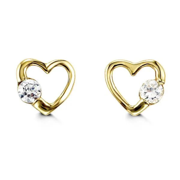 14KT Yellow Gold CZ Heart Stud Earrings Harmony Jewellers Grimsby, ON