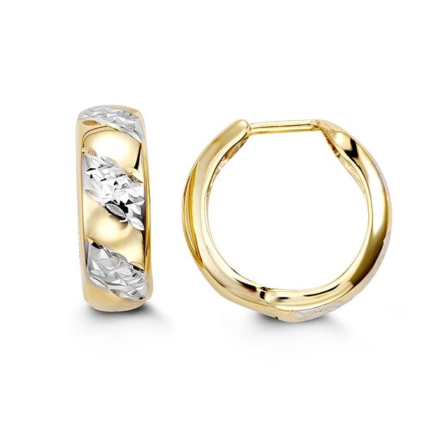 10KT Yellow and White Gold Huggie Earrings Harmony Jewellers Grimsby, ON