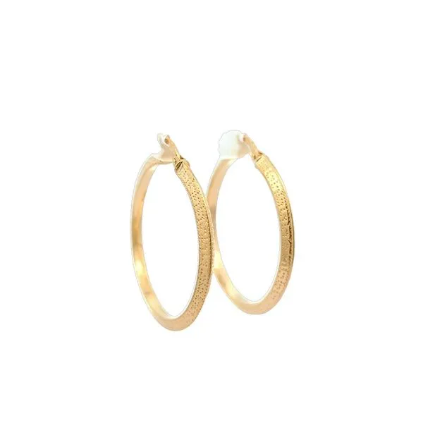 10KT Yellow Gold 35mm Greek Key Design Hoop Earrings Harmony Jewellers Grimsby, ON