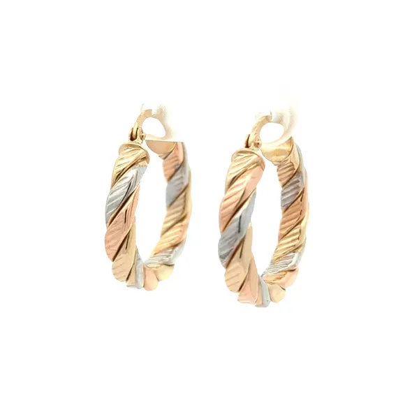 10KT Yellow, White and Rose Gold 23mm Hoop Earrings Harmony Jewellers Grimsby, ON