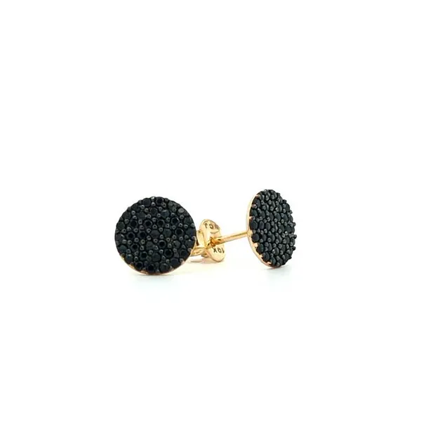 10KT Yellow Gold Black CZ Button Stud Earrings Harmony Jewellers Grimsby, ON