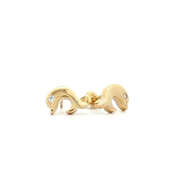10KT Yellow Gold CZ Dolphin Stud Earrings Harmony Jewellers Grimsby, ON