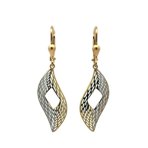 10K Two-Toned Gold Dangle Feather Earrings Harmony Jewellers Grimsby, ON