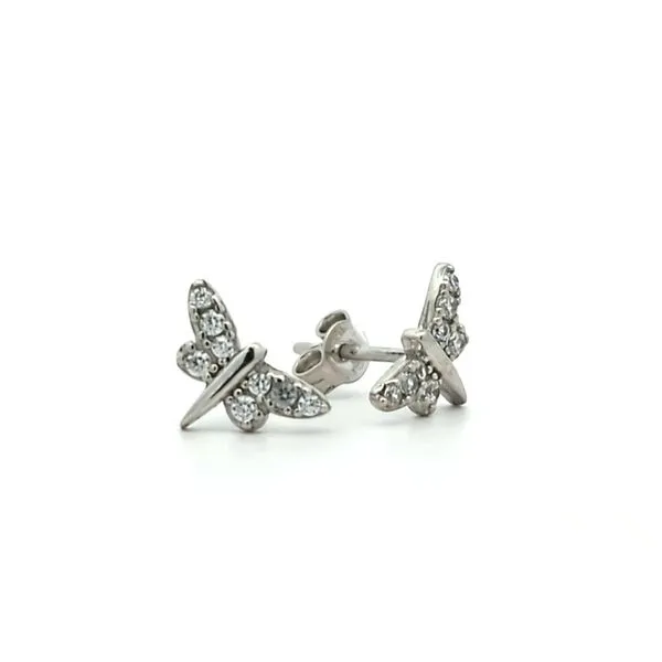 10KT White Gold Cubic Zirconia Dragonfly Stud Earrings Harmony Jewellers Grimsby, ON