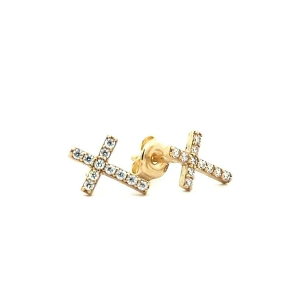 10KT Yellow Gold Cubic Zirconia Cross Stud Earrings Harmony Jewellers Grimsby, ON