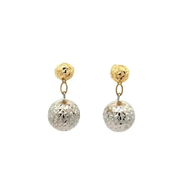 10K Two-Toned Gold Drop Sphere Earrings Harmony Jewellers Grimsby, ON