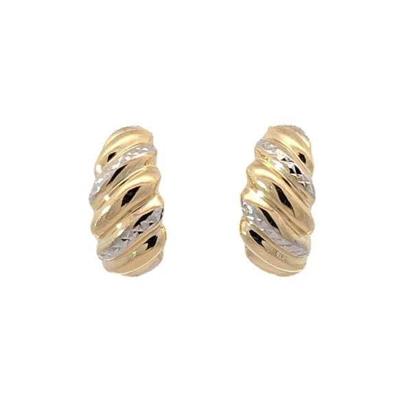 10K Gold Two-Toned Half Hoop Stud Earrings Harmony Jewellers Grimsby, ON