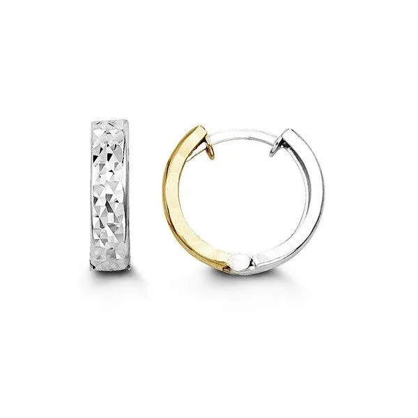 10KT Yellow and White Gold Reversible Huggie Earrings Harmony Jewellers Grimsby, ON