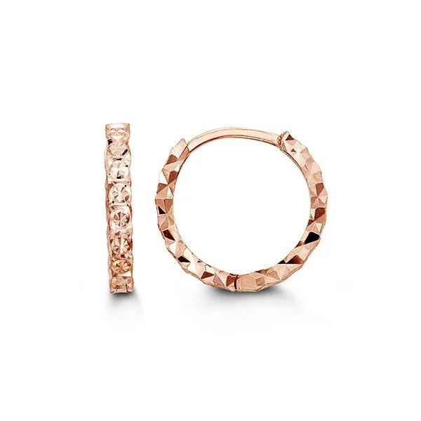 10KT Rose Gold Diamond Cut Huggie Earrings Harmony Jewellers Grimsby, ON