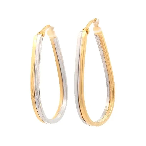 14KT Yellow and White Gold Tear Drop Hoop Earrings Harmony Jewellers Grimsby, ON