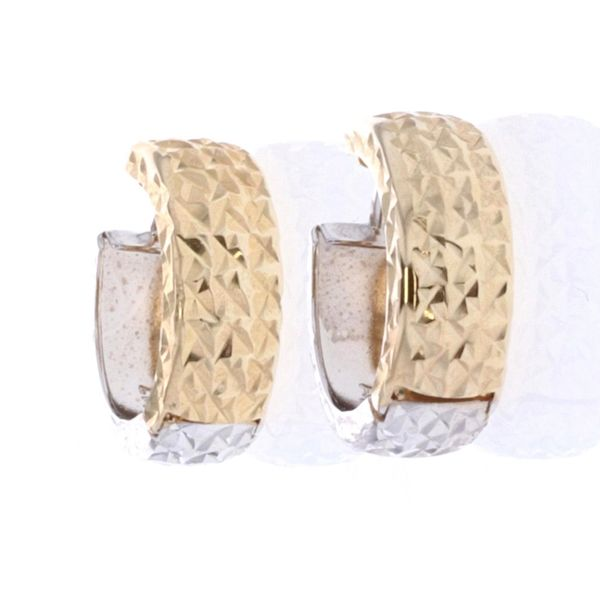 10KT Yellow and White Gold Diamond Cut Hoop Earrings Harmony Jewellers Grimsby, ON