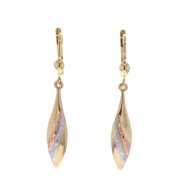 10KT Yellow, White and Rose Gold Diamond Cut Drop Earrings Harmony Jewellers Grimsby, ON