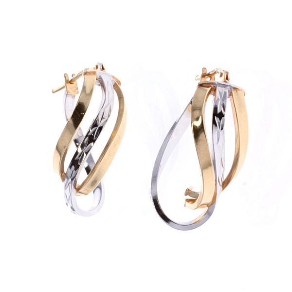 10KT Yellow and White Gold Twisted Hoop Earrings Harmony Jewellers Grimsby, ON