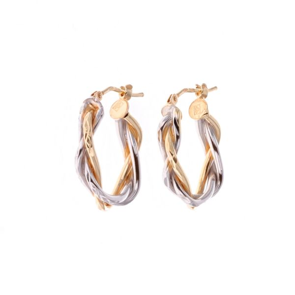 10KT Yellow and White Gold Braided Hoop Earrings Harmony Jewellers Grimsby, ON