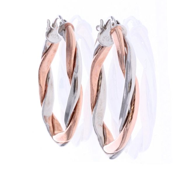 10KT Rose and White Gold Hoop Earrings Harmony Jewellers Grimsby, ON