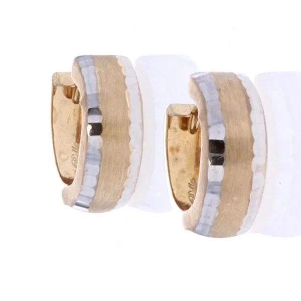 10KT Yellow and White Gold Huggie Earrings Harmony Jewellers Grimsby, ON