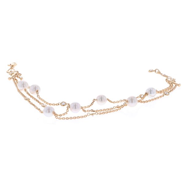 18KT Yellow Gold CZ and Pearl Bracelet Harmony Jewellers Grimsby, ON
