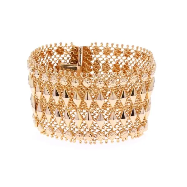 18KT Yellow Gold Cuff Design Flower Motiffe Estate Bracelet Harmony Jewellers Grimsby, ON