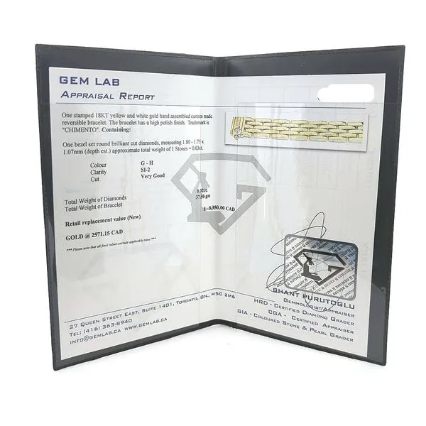 18KT Yellow and White Gold Reversible 0.03ctw Diamond 