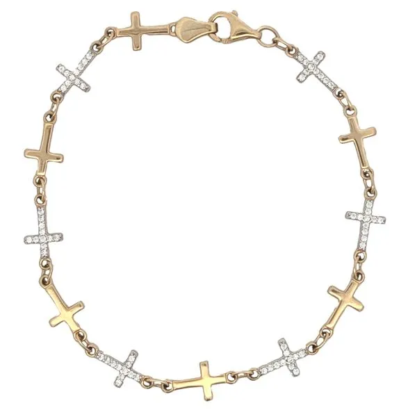 10KT Yellow Gold CZ Cross 7.5
