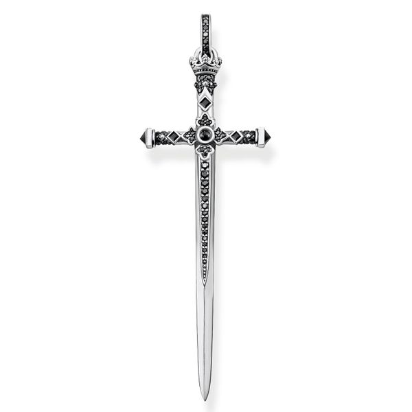 Sterling Silver with Black Stone Sword Pendant Harmony Jewellers Grimsby, ON