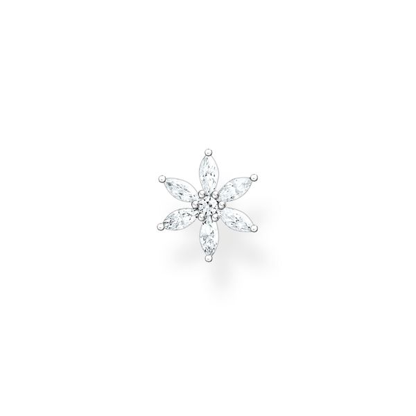 Single Ear Stud Flower White Stones Harmony Jewellers Grimsby, ON