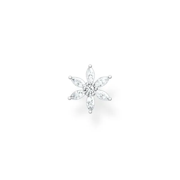 Single Ear Stud Flower White Stones Harmony Jewellers Grimsby, ON