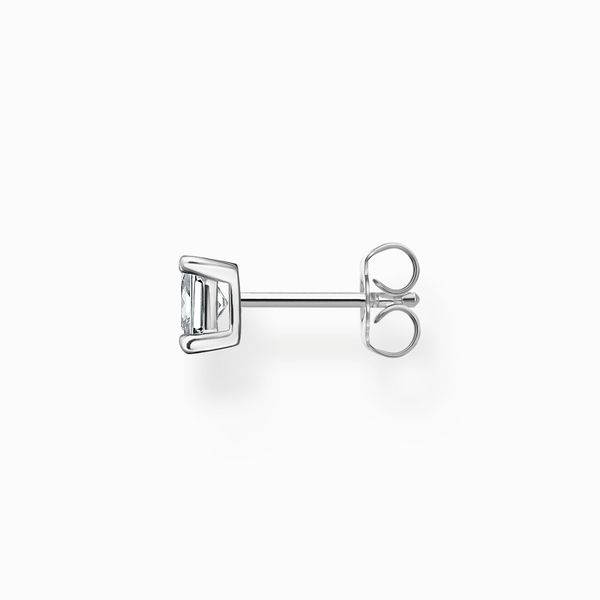 Single Ear Stud with White Stone, Silver Image 2 Harmony Jewellers Grimsby, ON