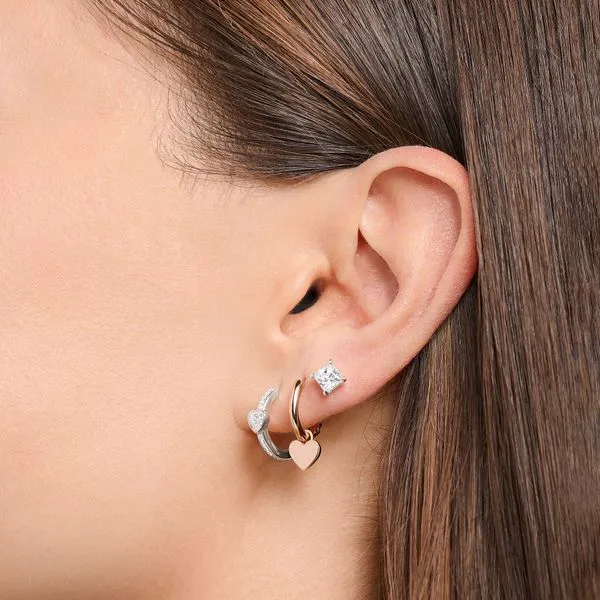 Single Ear Stud with White Stone, Silver Image 3 Harmony Jewellers Grimsby, ON