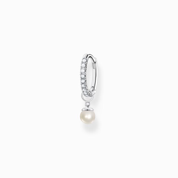 Single Hoop Earring with Pearl Pendant, Silver Harmony Jewellers Grimsby, ON