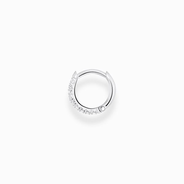 Single Hoop Earring White Stones - Silver Image 2 Harmony Jewellers Grimsby, ON