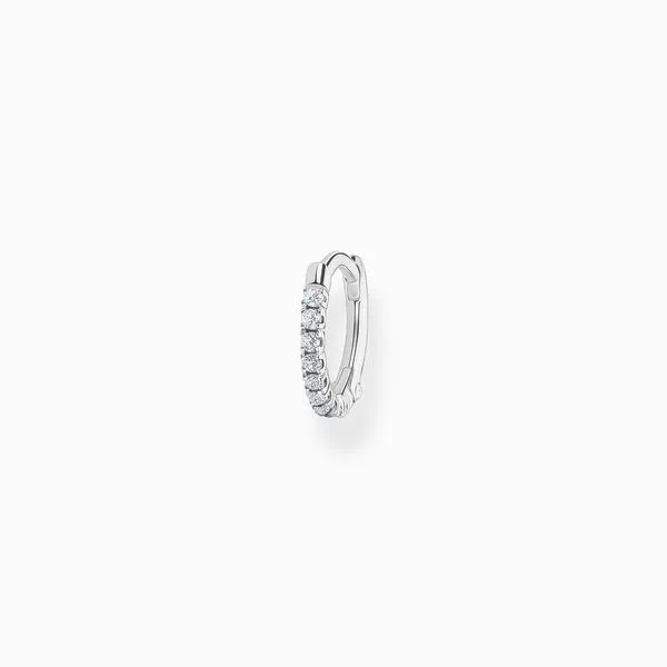 Single Hoop Earring White Stones - Silver Harmony Jewellers Grimsby, ON