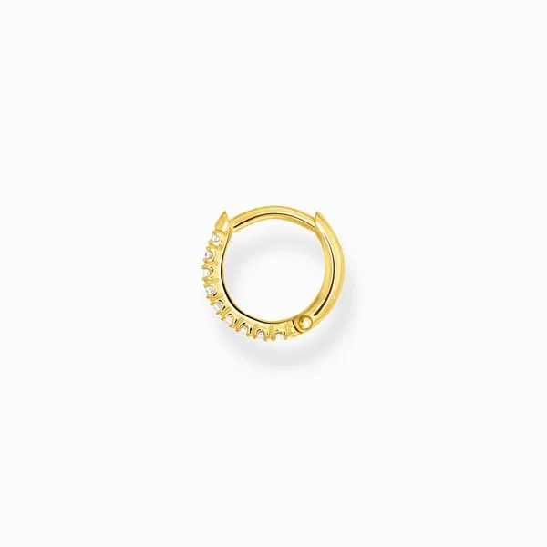 Single Hoop Earring White Stones - Gold Image 2 Harmony Jewellers Grimsby, ON